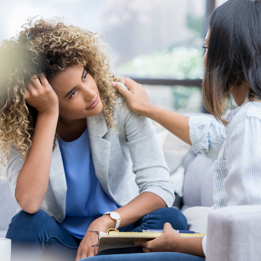 Woman with a mentor talking about mental health